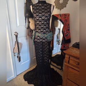 Lace Dress With Puddle Bottom